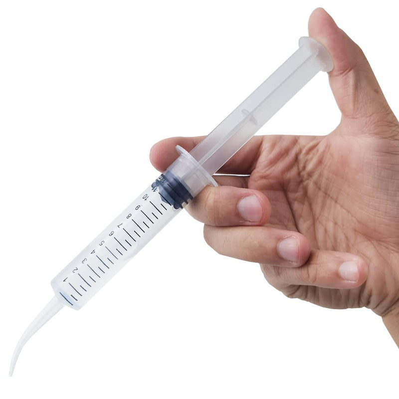 [Australia - AusPower] - 15PCS 12ml/cc Dental Syringe with Curved Tip & Measurement Disposable Graduated Dental Irrigation Syringe for Oral Dental Care, Tonsil Stones Removing, Lab, Feed Small Pet 