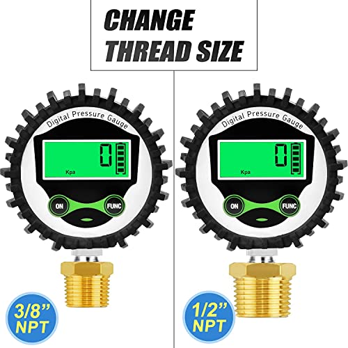 MEANLIN MEASURE 0-200 PSI digital pressure gauge with rubber cover and lower mount fittingацарт
