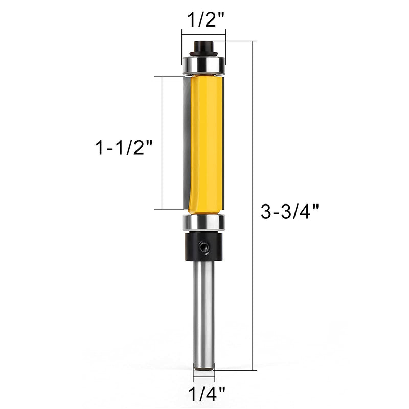 [Australia - AusPower] - 1-1/2 Inch Flush Trim Top and Bottom Bearing Router Bit 1/4-Inch Shank 1/4" Shank 1-1/2" Length 
