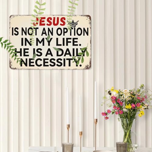 Bible Wall Sign Jesus Is Not An Option Metal Signs Jesus Quotes Sign Religious Prayer Metal Signs Bible Verse Positive Quotes Gifts Home Bedroom Office 12x16 Inch