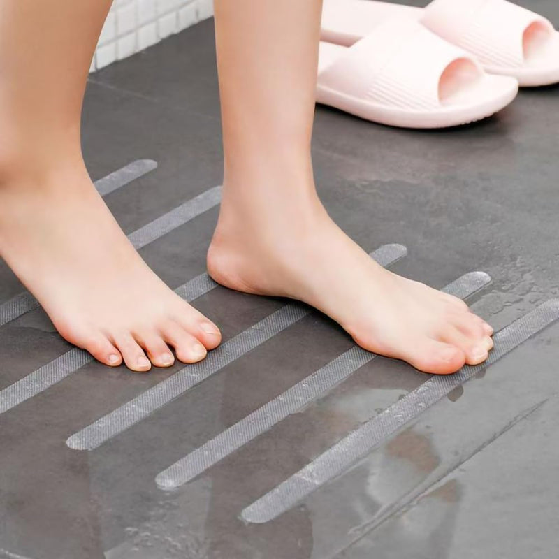 Transparent Rubber Grip Tape, Anti-Slip Waterproof Tape for Indoor & Outdoor, Non-Abrasive Cushion Pad for Handles, Stairs & Daily Use (Clear, 1" x18Ft) 1" x 18Ft Clear