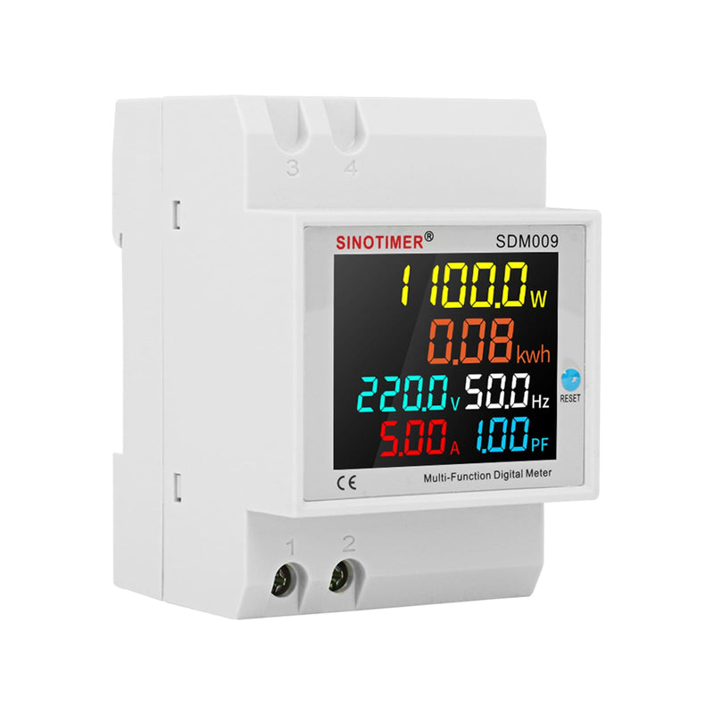 [Australia - AusPower] - 6IN1 Single Phase Energy Meter Din Rail Electricity Usage Monitor AC 40-300V 100A Voltmeter Ammeter Watt Kwh Frequency Power Meter Built-in CT 110V 