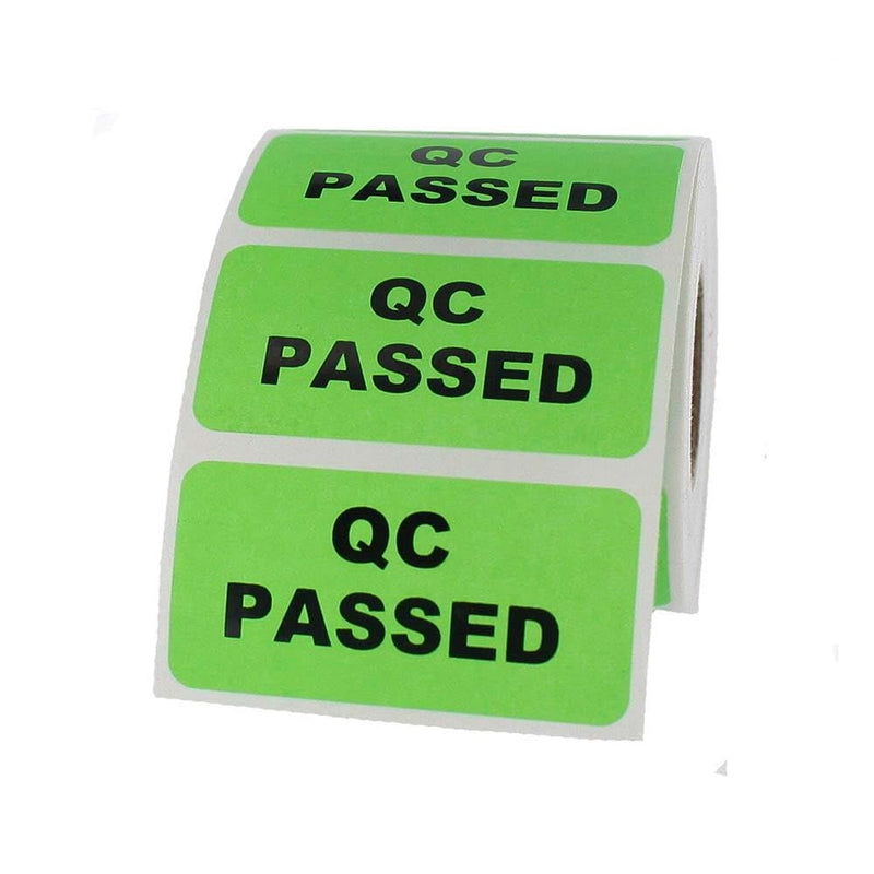 QC Passed Inventory Labels - 2" x 1", 500 Labels/Roll, Permanent Adhesive - Quality Control Stickers for Warehouse, Shipping, & Inventory - 1" Core | LabelValue