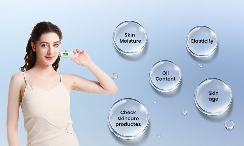Professional Skin Moisture Tester, Digital Facial Oil Detector, High Precision Skin Hydration Analysis Meter, Hydration monitor,Portable Skin Analyzer with LCD Display & Fluorescent Agent Detection