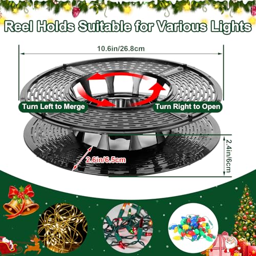Christmas Light Storage Bag - Tear Proof 600D Oxford Fabric/Internal PVC Material with Reinforced Handles - With 4 Reels Stores up to 500 Ft Holiday Mini Christmas Tree Lights & Extension Cords,Green Green