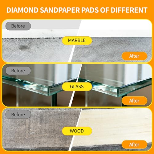 DiaAbras diamond hand polishing pads with foam backing, multicolored 60–400 grit sanding pads for tile, glass, wood, and marble