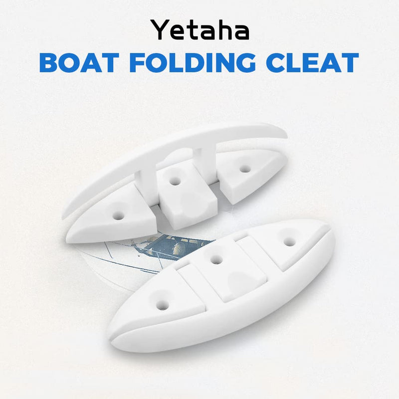 Yetaha Boat Folding Cleat, 4 Pack Flip Up Dock Mooring Cleat Marine Deck Rope Cleat Accessories with Mounting Screws for Boat Kayak, 5.12inch White