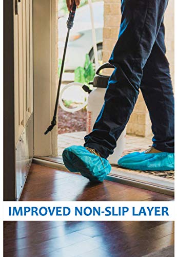 Blue Shoe Guys 100 Premium Disposable Boot & Shoe Covers | Extra Thick Water-Resistant Protective Foot Booties, Non-Slip, Men/Women, Recyclable Plastic | Large Fits Most (Happiness Guarantee) fabric