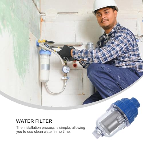 Abaodam Tap Sediment Filter Pre-Filter Water Filter | Transparent sediment water filter for washing machine and bathroom, limescale filter accessory with ABS housing, 1 piece