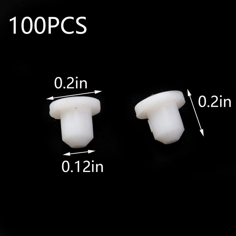 [Australia - AusPower] - 100PCS White Soft Plastic Screw Hole Cover Plugs, 3mm Waterproof Cap Plug for Holes 