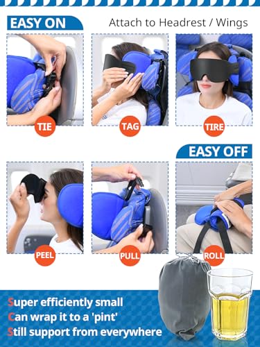 SARISUN travel pillow for airplanes in black, providing stable head support for comfortable travel.