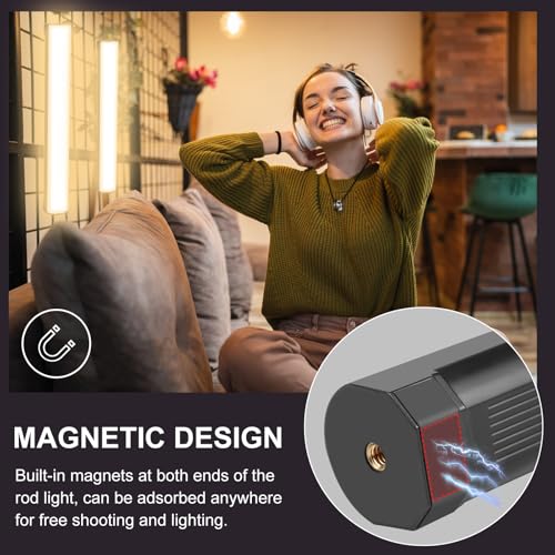 114 LEDs RGB Video Light Wand, Magnetic Handheld Magnetic Tube Light 2500K-9000K CCT & 20 Scene Modes with 3000mAh Battery, 95+ CRI, 120° Beam Angle for Photography YouTube TikTok Vlog 11.8 inch