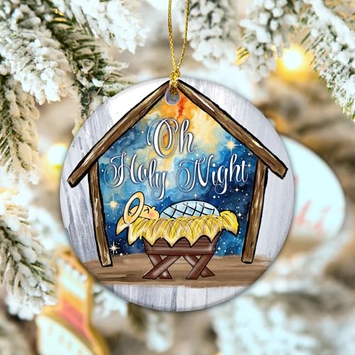 Oh Holy Night Nativity Christmas Ornament, Religious Nativity Scene Ornament Designs, Family Christmas Decor Gift