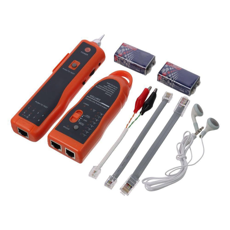 [Australia - AusPower] - Cable Tracker Line Finder Orange Practical Cat5 Cat6 RJ45 UTP STP Detector with Earphone Telephone Wire Tracker Network Maintenance Collation 