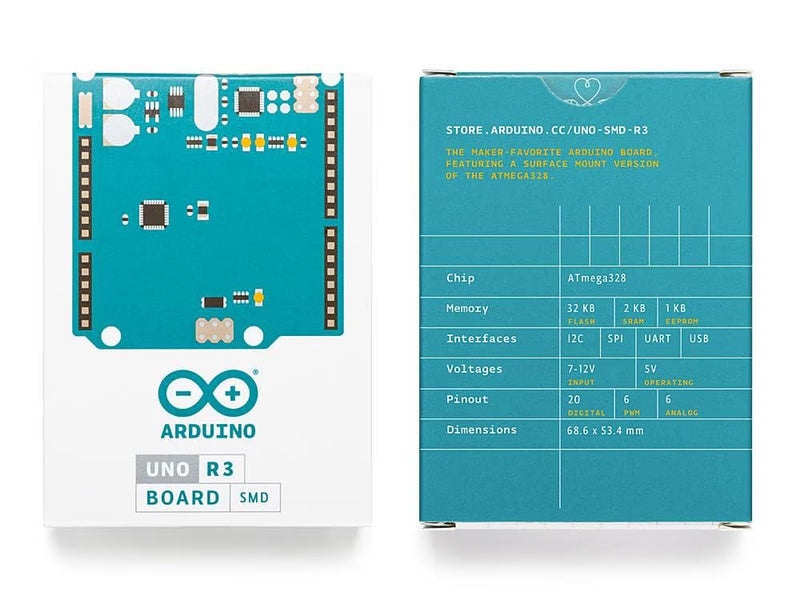 Arduino UNO Rev3 SMD [A000073] - Development Board with ATmega328P Microcontroller, SMD Version, Ideal for Electronic Projects, Robotics, Automation and DIY Applications with Arduino IDE.