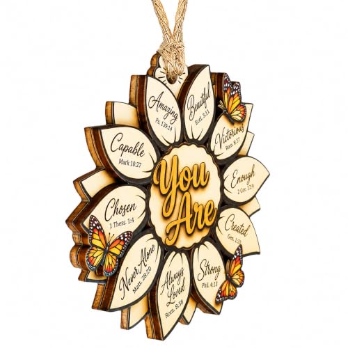 Religious Sunflower Christmas Ornament 2026, Christian Bible Verse Gift for Women, God Says You are, Faith Gifts,Sunflower Gifts for Women.Bible Verse Jesus Inspirational Faith Ornament Youare1