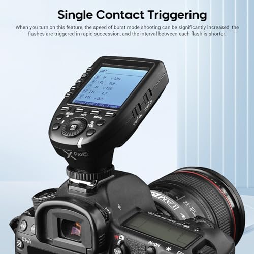 Godox XPro-C XProC TTL Wireless Flash Trigger for Canon, 2.4G Flash Trigger, 1/8000s HSS Flash Transmitter, Large Screen Slanted Design, TTL-to-Manual Conversion, 16 Groups and 32 Channels