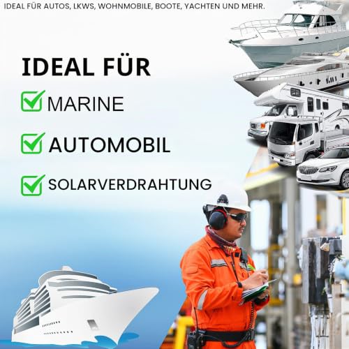 CPROSP 2-Piece Collecting Rail with Lid 250 A, Battery Connection Block 5 | Power distributor rail with 4 x M8 bolt connection; for car RV boat yacht; busbar box 250A--4*M8