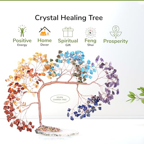 Natural Aquamarine Crystal Money Tree on Agate Slice Base – Feng Shui Gemstone Bonsai Tree for Healing Energy, Prosperity, Luck, Wealth, and Home Office Decor