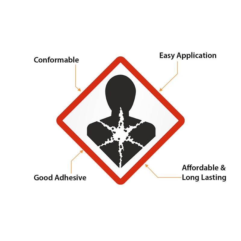 SmartSign (500/Roll) GHS Pictogram Health Hazard Labels for Specific Toxicity Hazard - 1" x 1" Square, 2.6 mil Thick Semi-Gloss Paper, Permanent Adhesive, Red/Black on White, Made in USA