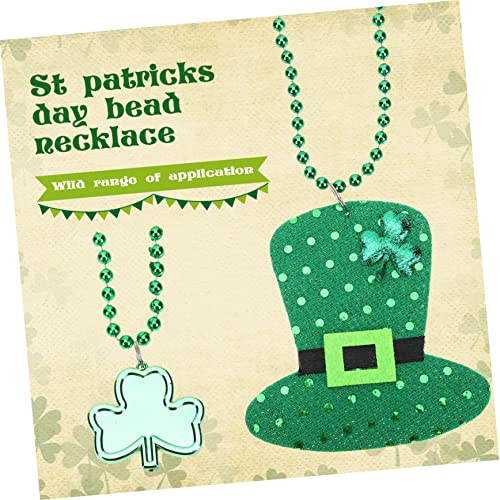 Kisangel 12pcs Shamrock Bead Necklace Set St Patricks Day Accessories Party Favors Women