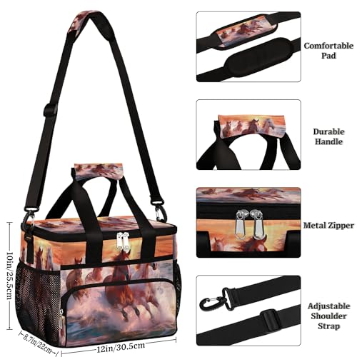 Pardick Lunch Box for Women Men Sea Horse Insulated Lunch Bag Leakproof Large Lunchbox for Adults with Adjustable Shoulder Strap, Cooler Tote Bag for Work, Picnic, Beach