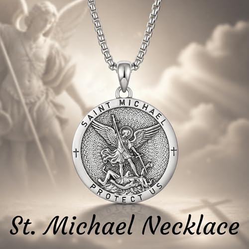 SNOWELLE Saint Michael Necklace 925 Sterling Silver Saint Michael Jewelry