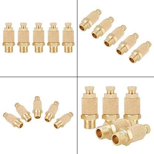 Oumefar Pack of 5 Pneumatic Silencer Brass Air Flow Speed Control Exhaust Silencer 1/8 BSP Male Thread Silencer