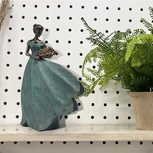 Guichifun Fairy Statue Leaf Angel Girls Resin Table Decor 5x3x7.5 Inch Green-flower Small