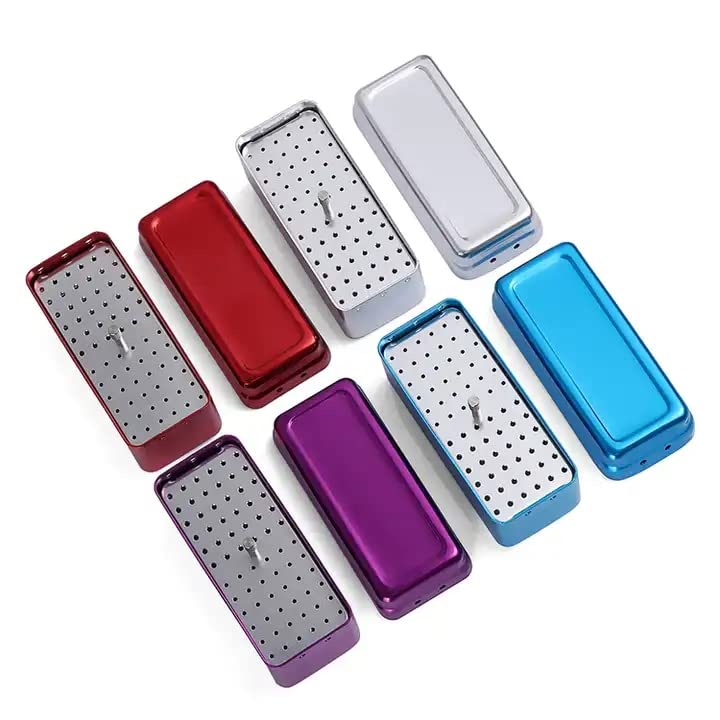 [Australia - AusPower] - 72 Holes Endo Files Aluminum Box Disinfection Sterilizing Storage Case Bur Holder Stand Organizer Box (Blue) Blue 