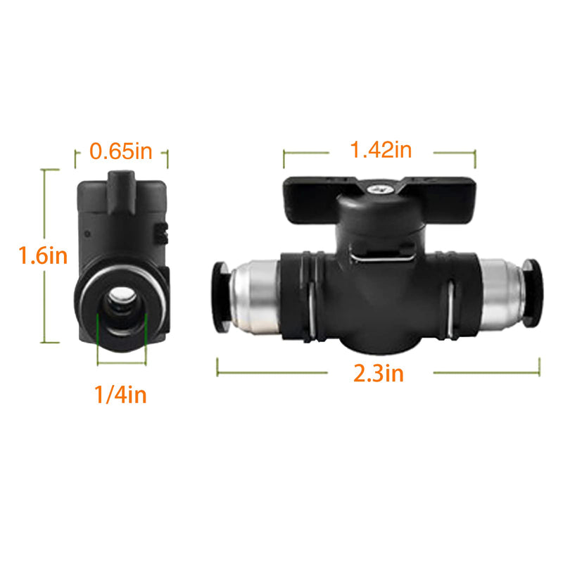 [Australia - AusPower] - 1/4 Push Connect Valve Pneumatic Ball Valve 1/4 inch Tube Quick Connect Valve Straight Union Air Flow Control Valve Tube Fittings air compressor valve 3Pack 1/4" OD 3 