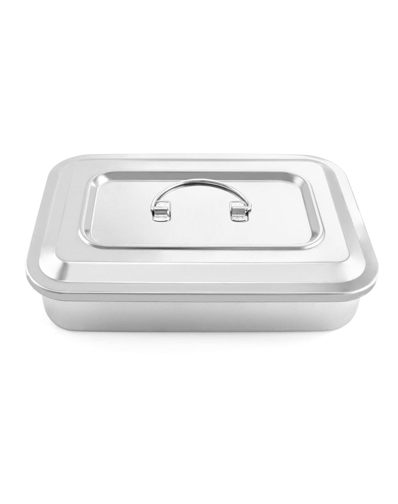 [Australia - AusPower] - QWORK Medical 201 Stainless Steel Instrument Tray Organizer Holder with Lid and Handle Grip for Surgical Medical Dental Instruments, 9.5" x 6.3" x 2" 9" 1 Pack 