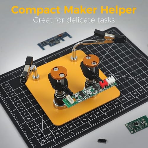 Toolour Third Hand ClampRex O3 for Makers – Compact Soldering Aid Holder with Dual Parallel Clamps, Adjustable Magnetic Base for Circuit Boards, Fine Wires and Components, No Rebound without Bite CalampRex O4