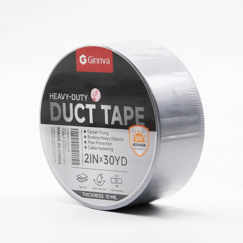 Heavy-Duty Duct Tape 2 in x 30 Yards,10 Mil Thick, Waterproof, Strong Adhesive for Repair, No Residue, All Weather, Rubberized Fabric Tape for Indoor & Outdoor Use (1) 1