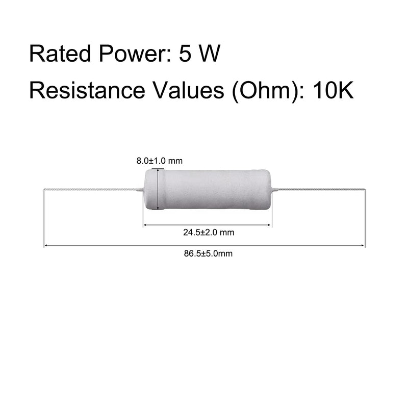 [Australia - AusPower] - uxcell 10Pcs 10K Ohm Resistor, 5W 5% Tolerance Metal Oxide Film Resistors, Shaft Lead, Flame Proof for DIY Electronic Projects and Experiments 