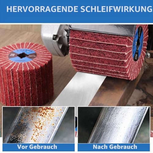 Sanding Roller Brush Grit 120 Sanding Sleeves Fibre Sanding Roller | Nylon fibre and sandpaper slats, 120 for fine sanding, flexible for contours, for wood, metal and polishing 120 Grit with Sandpaper