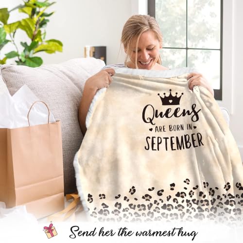 Vprintes - Birthday Gifts for Women - Queens Wearable Blanket September