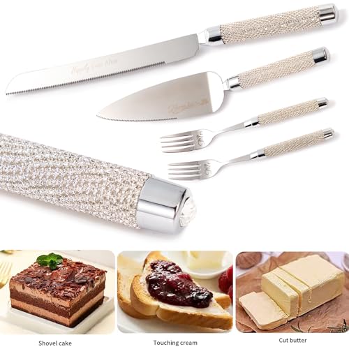 Wedding Cake Cutting Set, Cake Knife and Server Set Silver