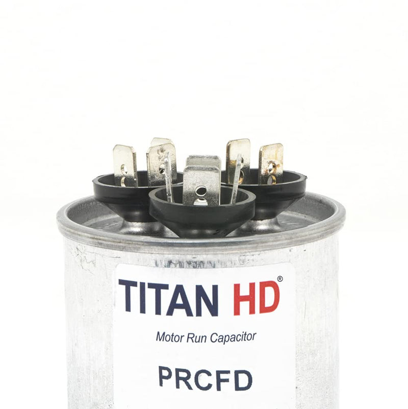 Titan Hd Round Motor Dual Run Capacitor, 45/5 Microfarad Rating, 370-440VAC Voltage - PRCFD455A