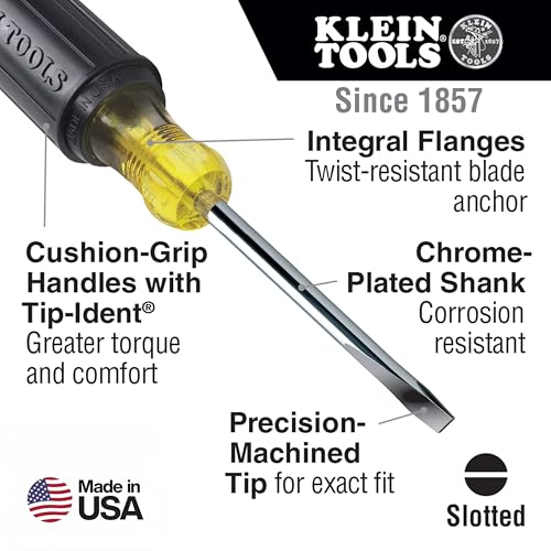 Klein Tools 85805 5-piece screwdriver set with Phillips and slotted tips, cushion-grip handles