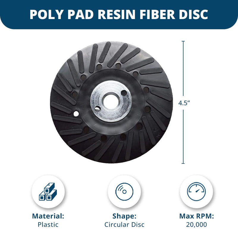 [Australia - AusPower] - Benchmark Abrasives 4.5" Air-Cooled Poly Pad Resin Fiber Disc Backing Pad for Grinding Cutting Polishing Sanding Woodworking Carving Shaping 4.5" 