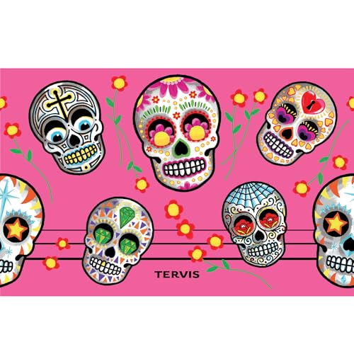 Tervis Traveler Colorful Sugar Skulls Triple Walled Insulated Tumbler Travel Cup Keeps Drinks Cold & Hot, 30oz with Straw Lid, Stainless Steel