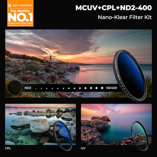 K&F CONCEPT 72mm UV/CPL/ND2-400 Len Filter Kit 3pc Multi-Layer Coatings