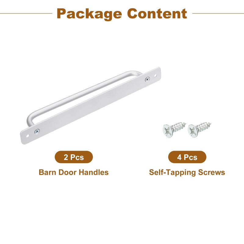 [Australia - AusPower] - uxcell 2Pcs Barn Door Handles, 224mm / 9 Inch Hole Center Sliding Gate Door Pull Handle Aluminum Alloy Cabinet Handles with Base and Screws for Kitchen Bathroom Wardrobe Closet (Silver) 9" Hole Center Silver 