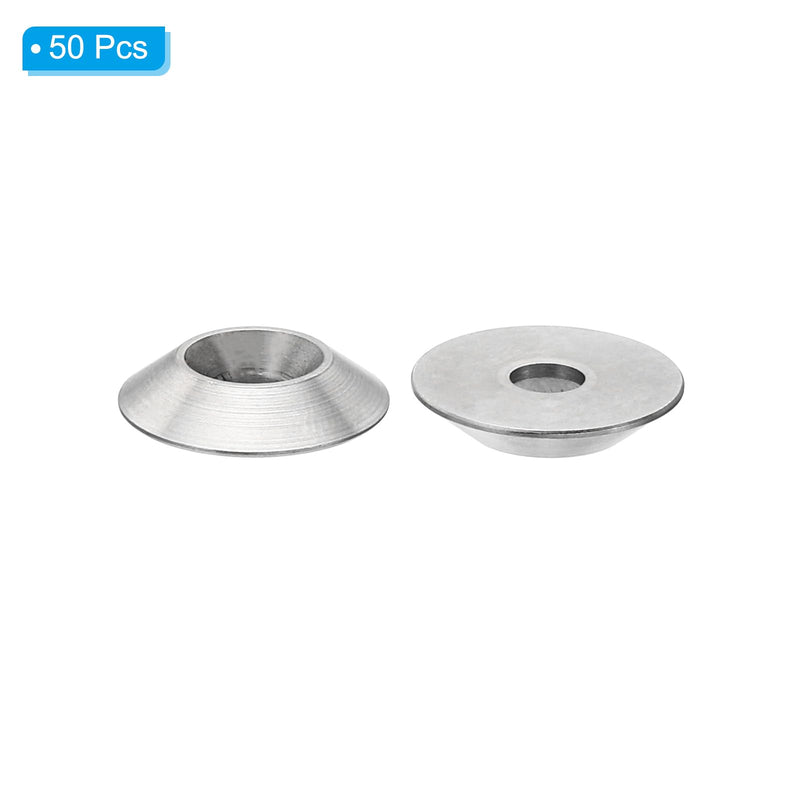 [Australia - AusPower] - PATIKIL M4 Finish Countersunk Washer, 50pcs 16mm Dia. 3.2mm Tall Solid 304 Stainless Steel CNC Cup Washer Flat Screw Head Gasket for Constructions, Taper M4 x 16mm x 3.2mm 50 
