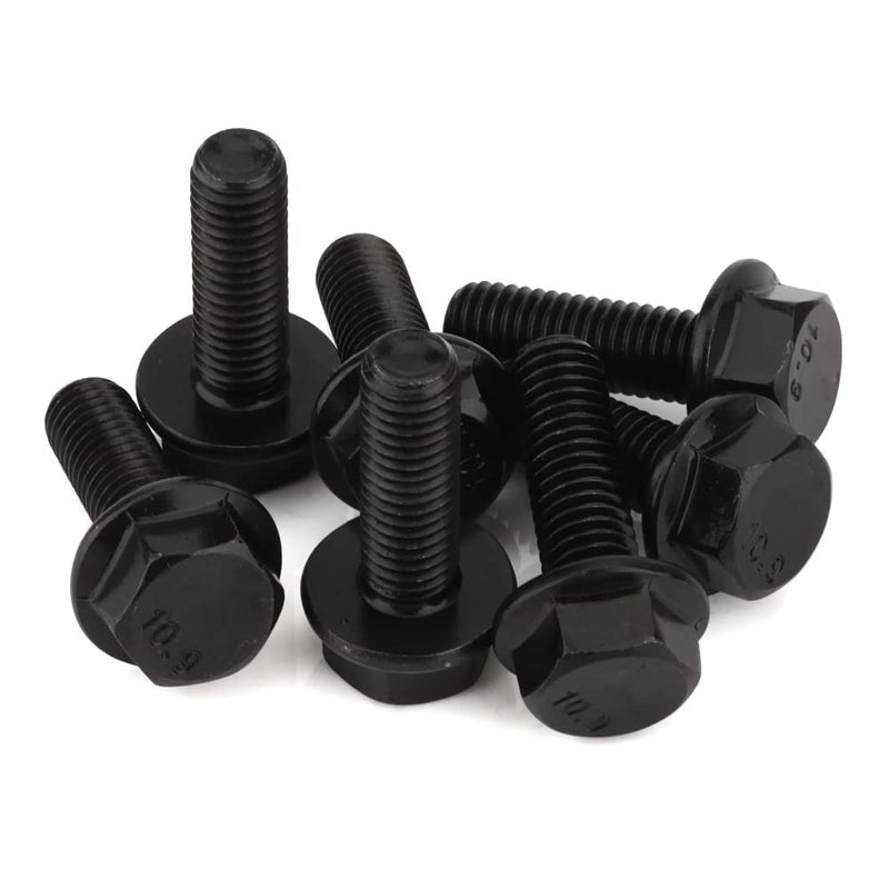 [Australia - AusPower] - M8 x 35mm Flanged Hex Head Bolts Flange Hexagon Screws, Grade 10.9 Alloy Steel, Black Oxide Finish, Partial Thread, 10 PCS M8 x 35mm Partial Thread 