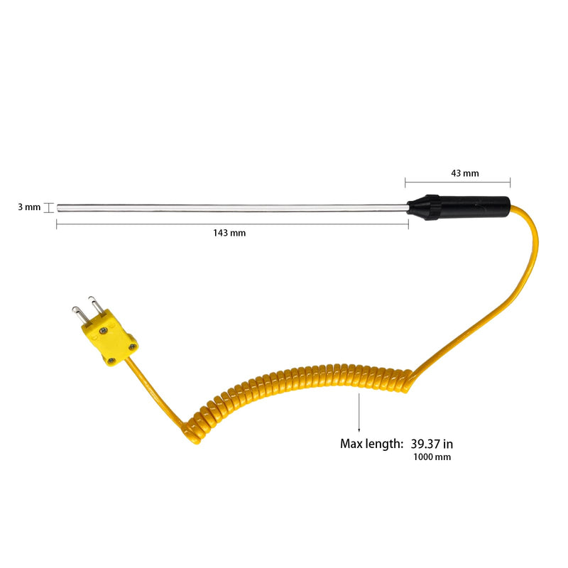 [Australia - AusPower] - 1 Pcs K Type Thermocouple Probe, Handheld Temperature Sensor Thermocouple Probe Stainless Steel Probe K Type Sensor High Temperature Thermocouple -50 to 400℃ (TP15) TP15 