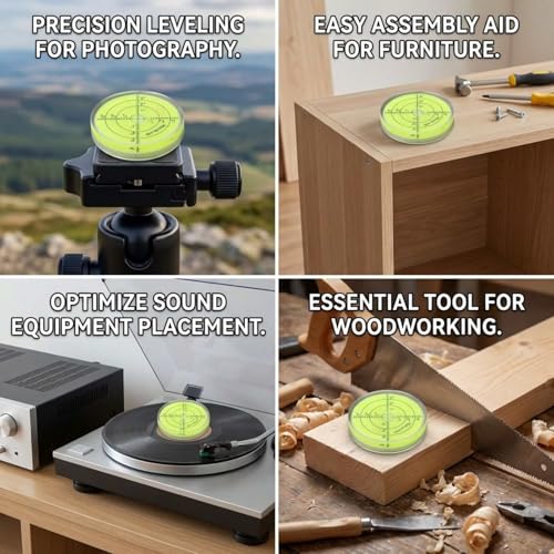 60 mm Round Precision Bullseye Spirit Level with Scale, Circular Spirit Level for Horizontal Alignment of Camera, Tripod, Scales, Gauges and Machines - Compact, Portable, Crystal Clear