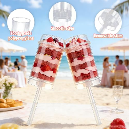 AZYM Cake Pop Stand, Clear Reusable Food-Grade Plastic Dessert Cups with Lids, Cake Pop Holder with Cutter Tool, for Parties, Weddings, Birthdays, DIY Baking Supplies transparent