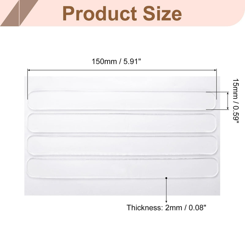 uxcell 4Pcs Cabinet Door Bumper, Quiet Clear Door Slam Stopper - Rubber Soft Close Bumpers Self Adhesive Rubber Bumpers - 5.91 x 0.59 x 0.08 Inch for Shower, Drawers, Toilet Lids 4